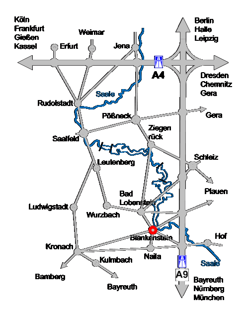 Gasthaus Rennsteig - Anfahrtsskizze